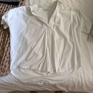 Madewell White V-Neck Blouse
